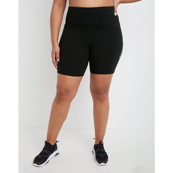 Women's Champion Authentic Bike Shorts, Script Logo, 8" (Plus Size) Black 4X - Picture 1 of 3